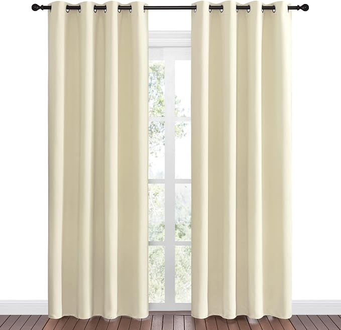 NICETOWN Beige Room Darkening Curtains 86" Long - Image 2