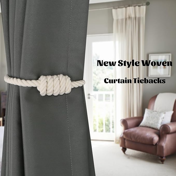BEL AVENIR Magnetic Cotton Curtain Tiebacks, Decorative Drapery Holdbacks - Image 6