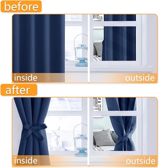 Blackout Curtains for Bedroom, 2 Drape Panels, 38 x 54 Inch | Light Blocking & - Image 4