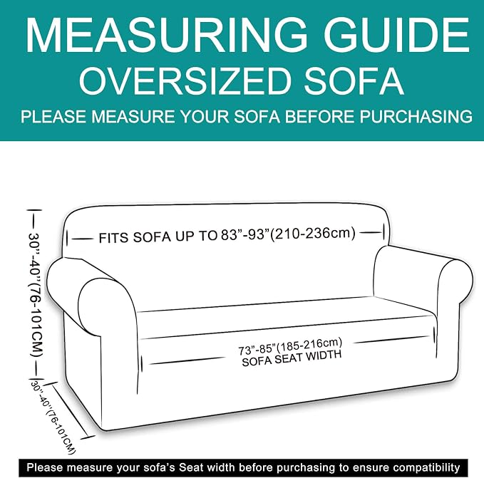 U-NICE HOME Oversized Stretch Sofa Slipcover, Soft Jacquard Fabric Couch Cover - Image 6