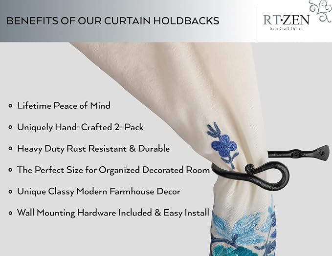 RTZEN Decorative Metal Curtain Tiebacks - Image 2
