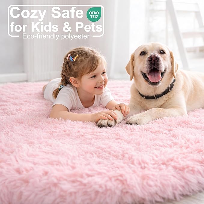 Amdrebio Pink Round Area Rugs 8Ft - Image 2