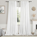 White Linen Curtains 108 Inches Long 2 Panels Set Back Tab Rod Pocket Semi by Nanspring