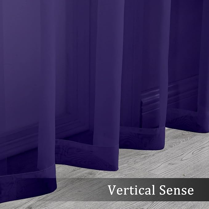 OWENIE Purple Sheer Curtains 96 Inch Length, Elegant Sheer Curtains - Image 6