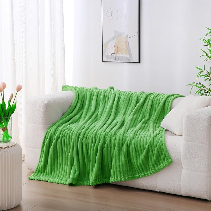 Bright Green Fleece Throw Blanket 50”×60” - Image 2