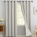 Yakamok Cream Linen Curtains 100% Blackout 84 Inches Long, Room Darkening by Yakamok