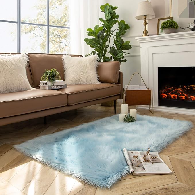 Ashler faux fur rug, Fluffy Shaggy Area Rug Ultra Soft 3 x 5 Feet Rectangle Fur - Image 3