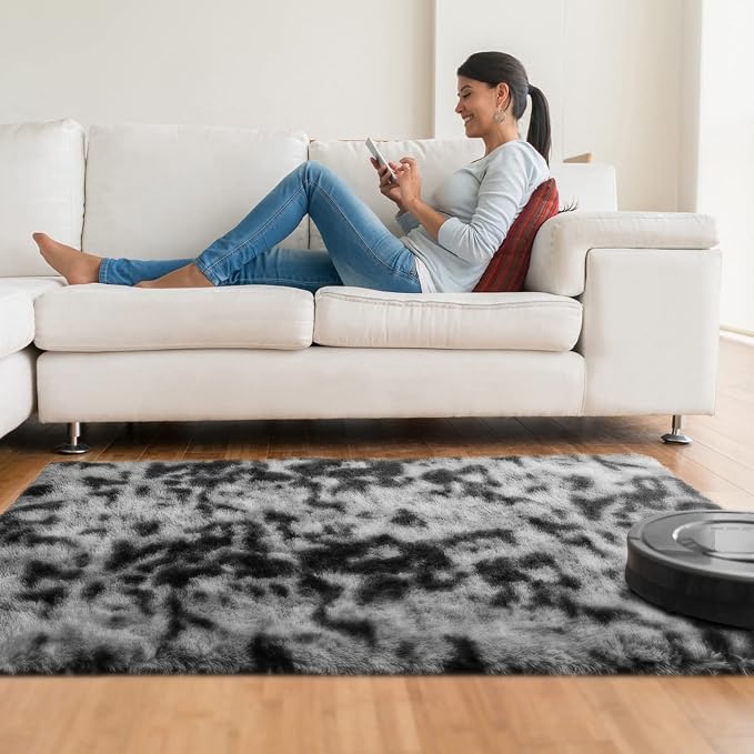 Ophanie Tie-Dyed Black&Grey Area Rugs - Image 6