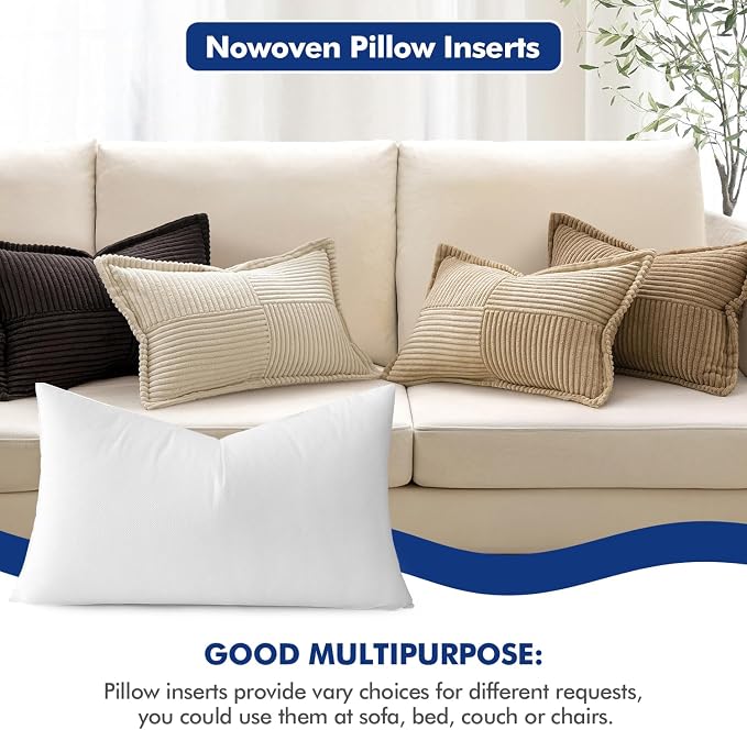 MIULEE Pillow Insert 14x22 Inch, Decorative Rectangle Throw Pillow Inserts - Image 2