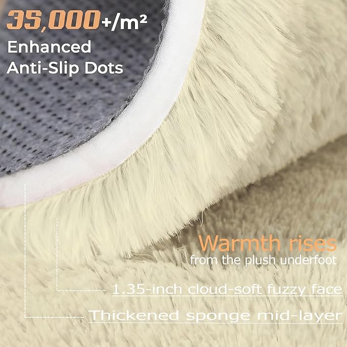 8x10 Area Rugs Cream White: Fluffy Shag Soft Washable Rug Large Fuzzy Plush - Image 4