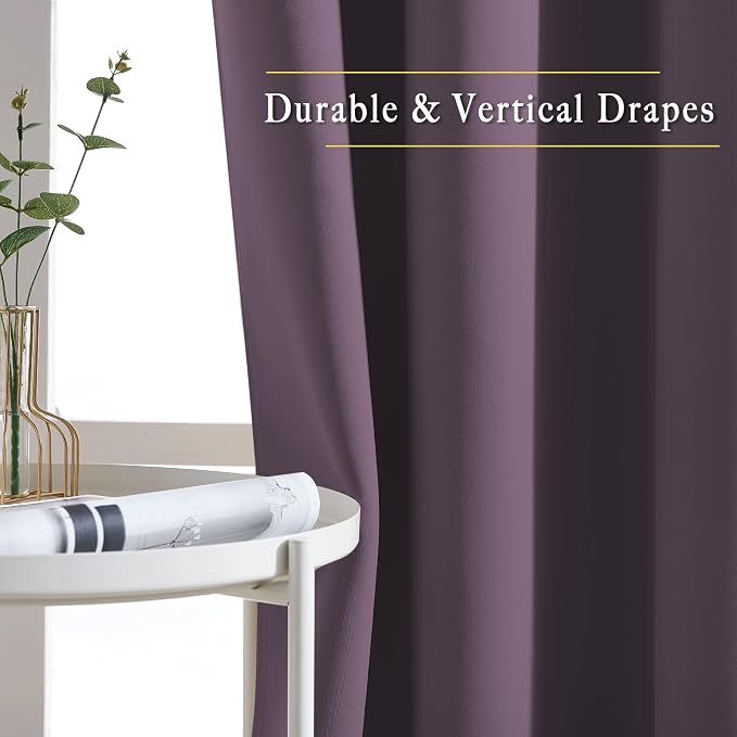 NICETOWN Plum Living Room Curtains 90 inches Long, Grommet Home Fashion Energy - Image 5