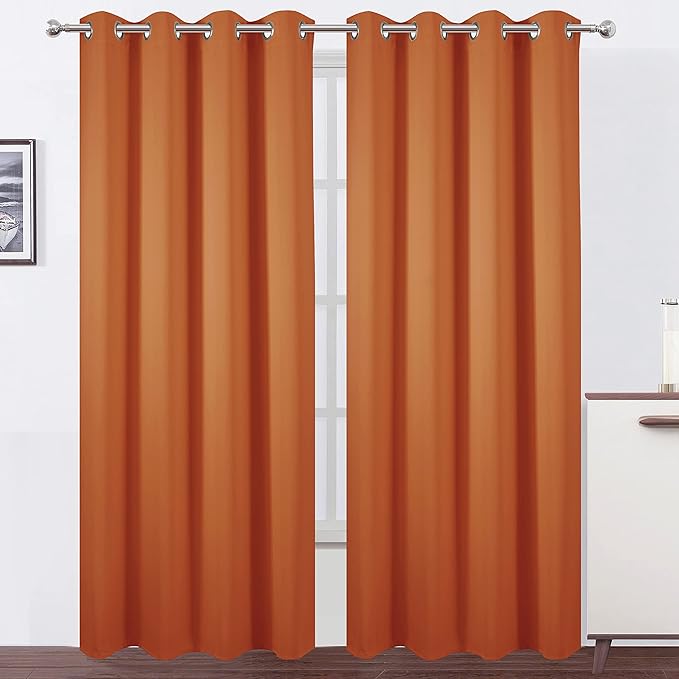 LEMOMO Blackout Curtains 66 x 95 inch/Orange Curtains Set of 2 Panels/Thermal by Lemomo
