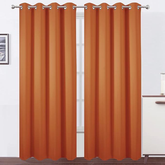 LEMOMO Blackout Curtains 52 x 95 inch/Orange Curtains Set of 2 Panels/Thermal by Lemomo