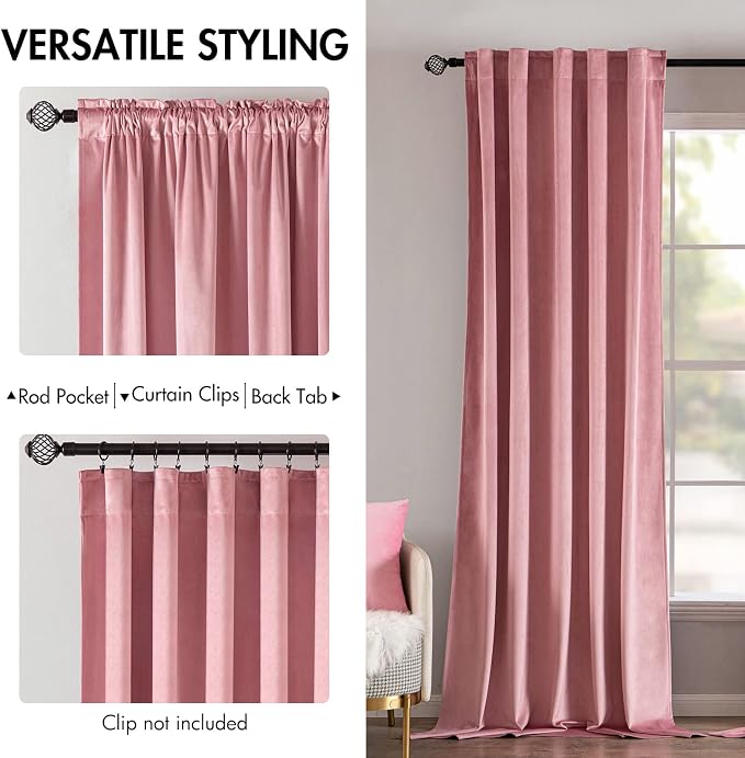 MIULEE Velvet Curtains 108 inches Long 2 Panels - Image 2