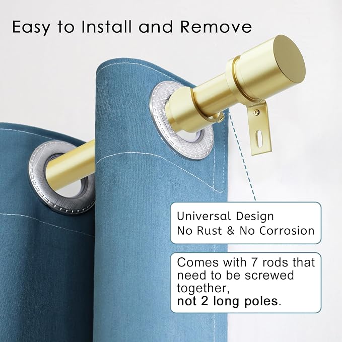 Byondeth Curtain Rods for Windows 16 to 120 Inches Adjustable Length 1 Inch - Image 2
