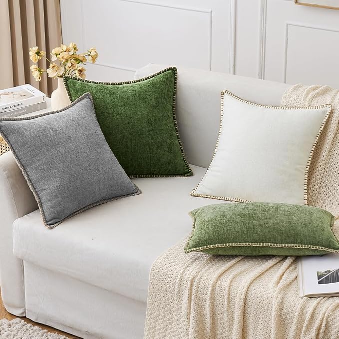 MIULEE Pack of 2 Couch Throw Pillow Covers 24x24 Inch Dark Gray Farmhouse - Image 7