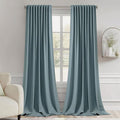 MIULEE Greyish Blue Back Tab Blackout Curtain 96 Inch Long 2 Panels Set by MIULEE