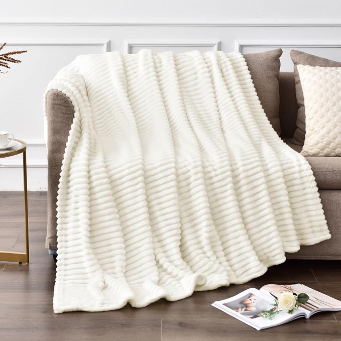 BEDELITE Fleece Throw Blanket for Couch – 3D Ribbed Jacquard Soft and Warm by BEDELITE