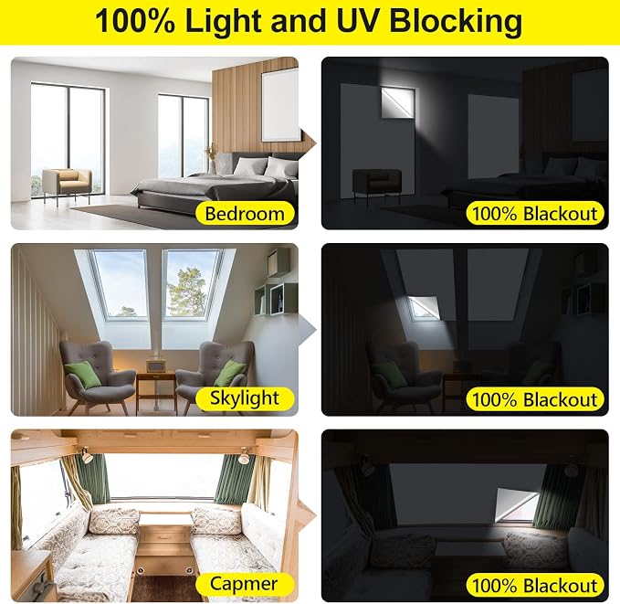 FADOTY Blackout Curtains for Bedroom, Portable 100% Black Out Window Cover Film - Image 6