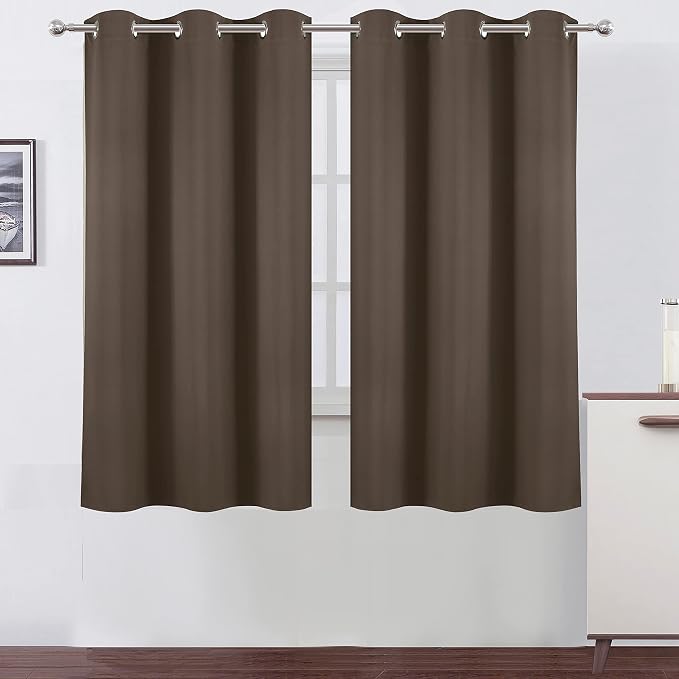 LEMOMO Chocolate Brown Thermal Blackout Curtains/38 x 63 Inch/Set of 2 Panels by Lemomo