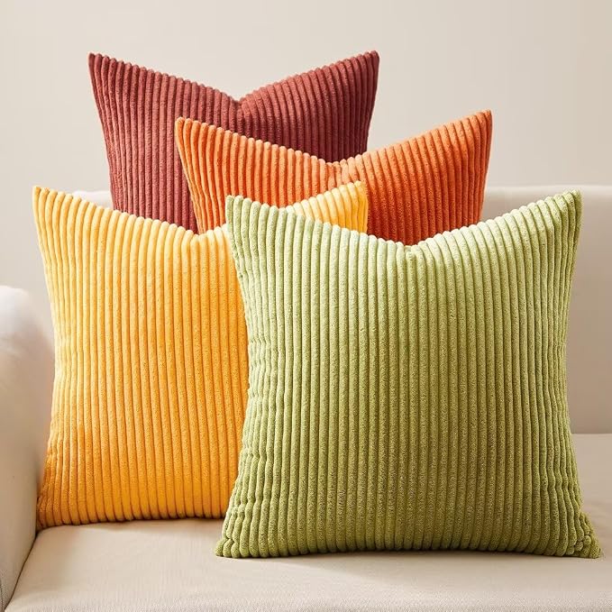 Topfinel Fall 20x20 Set of 4 Couch Decorative Pillow Covers, Modern Burnt - Image 2