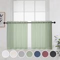 OWENIE Short Sage Green Sheer Curtains 24 Inches Long 2 Panels by OWENIE