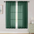 Sheer Hunter Green Curtains for Bedroom Living Room 63 Inch Length 2 Panels by WelvetBLK
