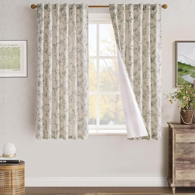 jinchan Floral Curtains Lined Linen Blend Curtain - Image 7