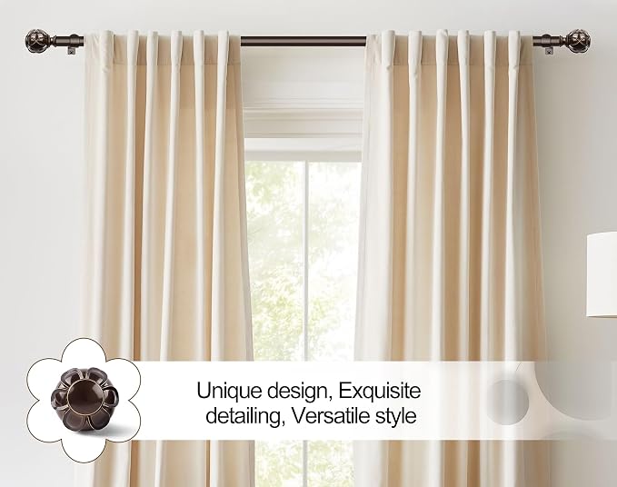 KAMANINA 1 Inch Curtain Rod Telescoping Single Drapery Rod 28 to 48 Inches - Image 3