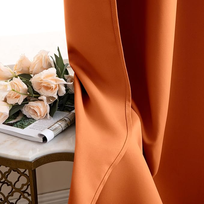 MIULEE 2 Panels Orange Back Tab Blackout Curtains 84 Inch Length - Image 6