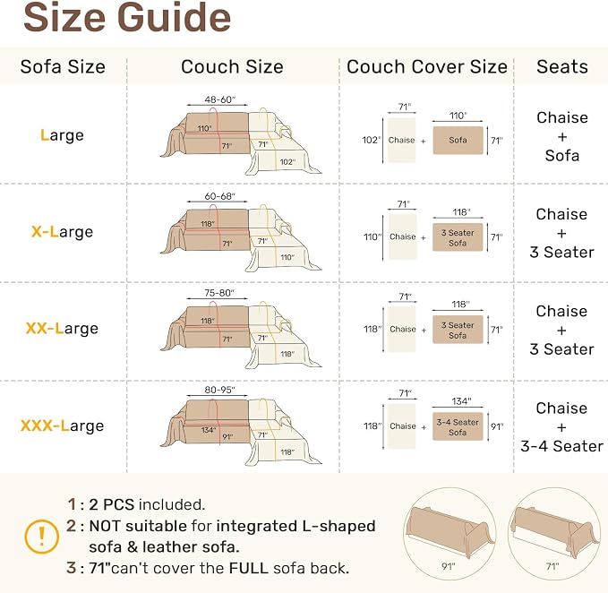 Sectional Couch Covers, 2 Pieces Washable L Shaped Couch Covers Sofa Blanket - Image 2