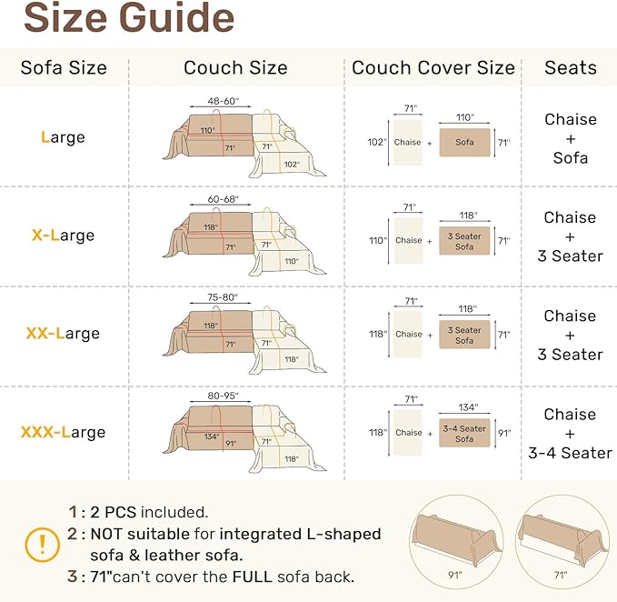 Sectional Couch Covers, 2 Pieces Washable L Shaped Couch Covers Sofa Blanket - Image 2
