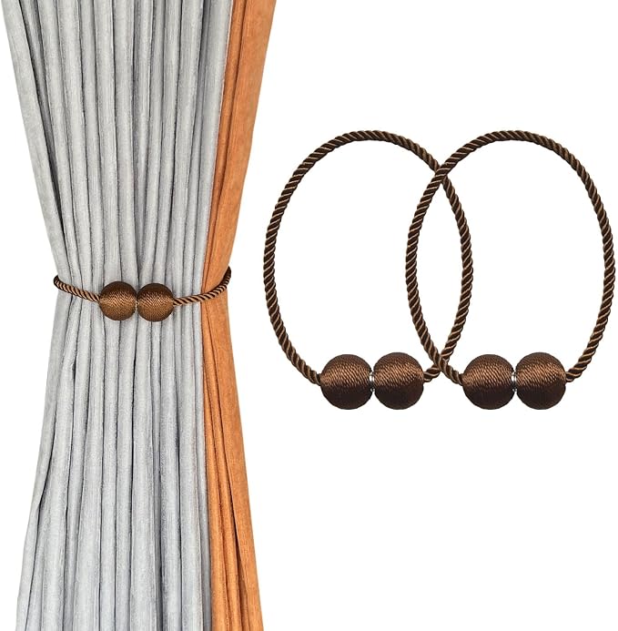 Melaluxe 2 Pack Magnetic Curtain Tiebacks, Decorative Curtain Holdbacks by Melaluxe