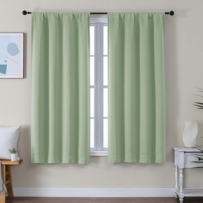 Simplebrand Ava Light Green Blackout Curtains by Simplebrand