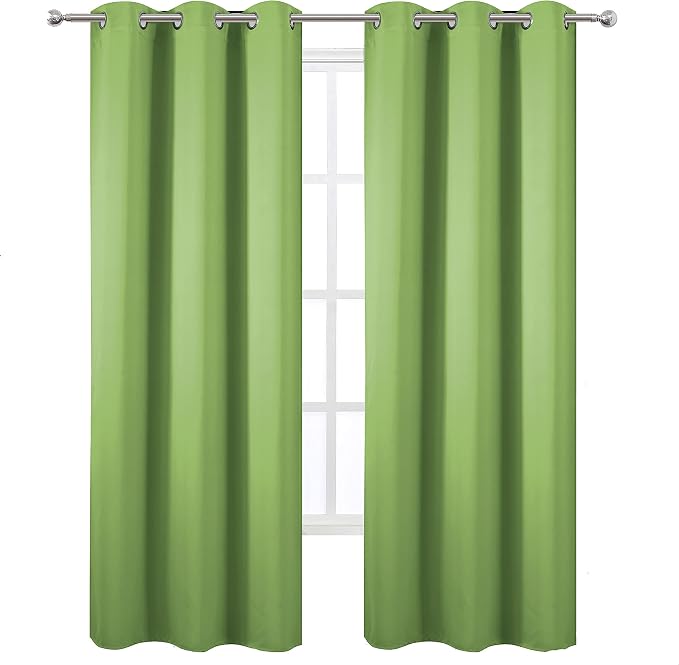 LEMOMO Light Green Blackout Curtains/42 x 84 Inch/Set of Two Panels Grommet - Image 2