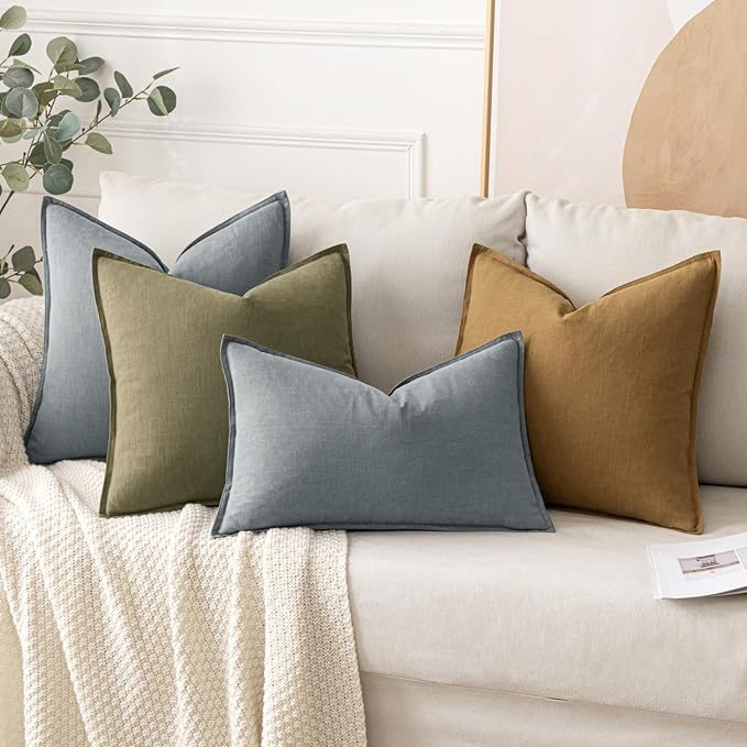 MIULEE Decorative Linen Euro Sham Pillow Covers 26x26 Gray ​Boho Farmhouse​ - Image 4
