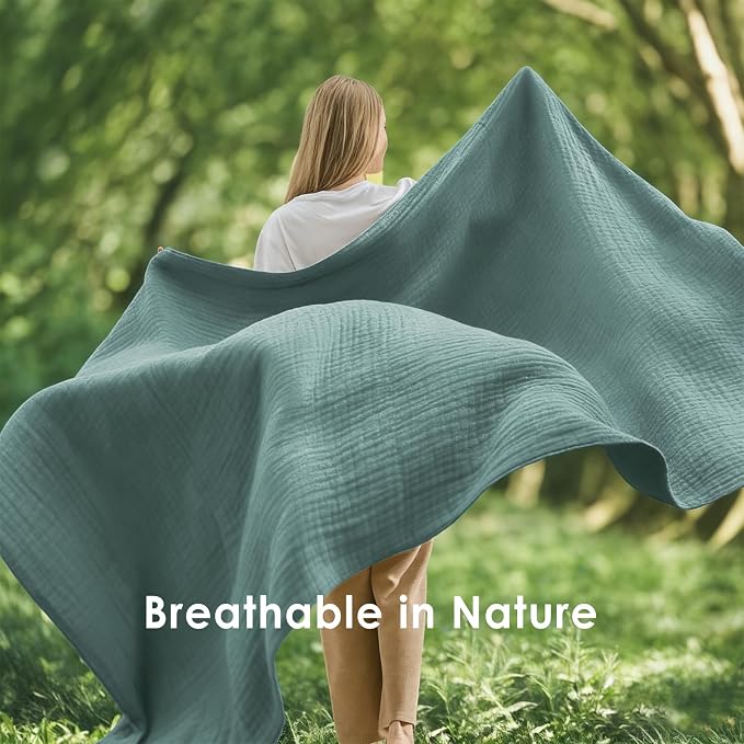 EMME Muslin Blankets for Adults Throw Blanket for Couch Breathable Gauze Soft - Image 6