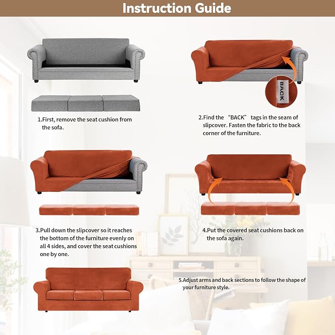 WEERRW 4 Pieces Velvet High Stretch Couch Covers - Image 6