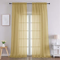 Chyhomenyc Gold Sheer Curtains 96 Inches Long 2 Panels, Light Filtering Gold by Chyhomenyc