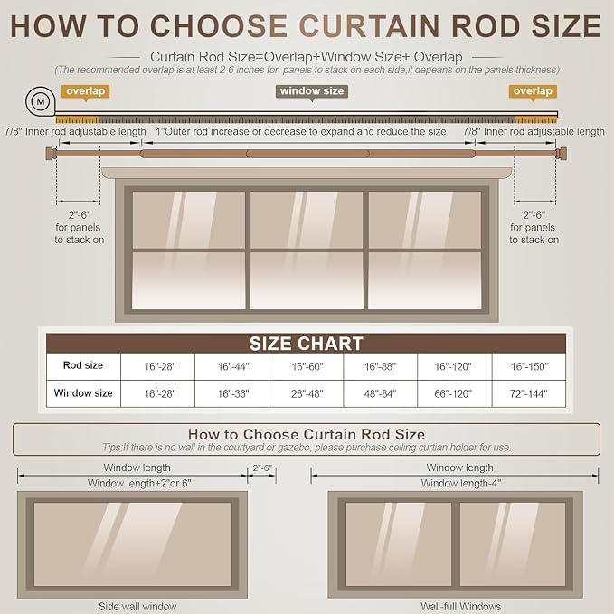 Lootkell 2 Pack Gold Curtain Rods Set - Image 8