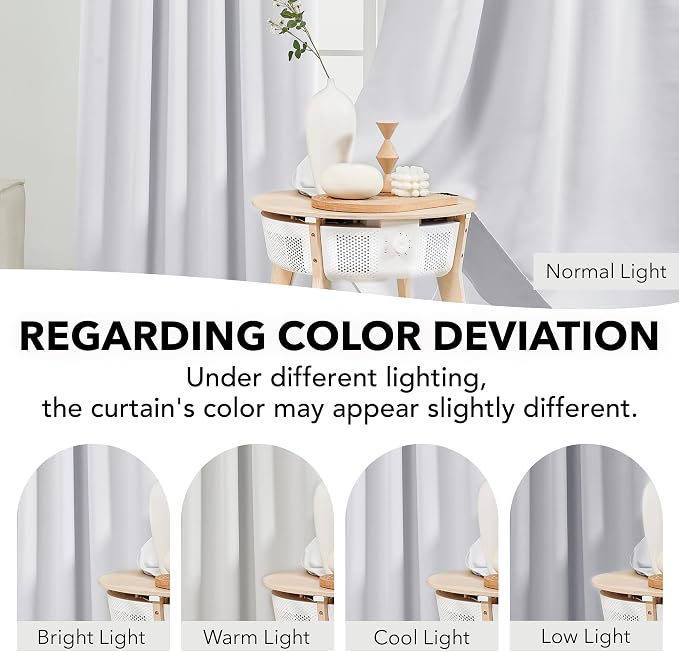 Deconovo Blackout Curtains, Thermal Insulated, W52 x L63 2 Panels, Back Tab - Image 3