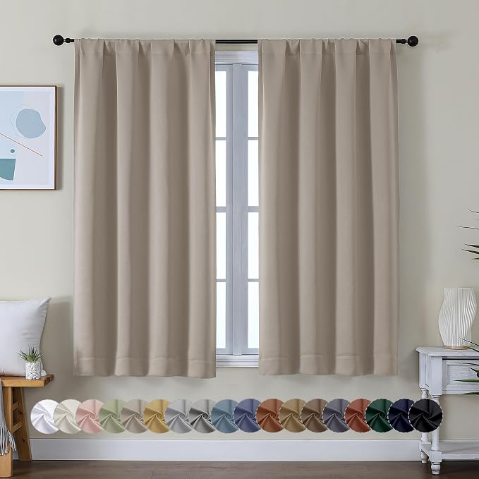 Simplebrand Ava Stone Short Blackout Curtains by Simplebrand