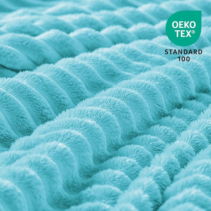 BEDELITE Fleece Throw Blanket for Couch – 3D Ribbed Jacquard Soft and Warm - Image 3