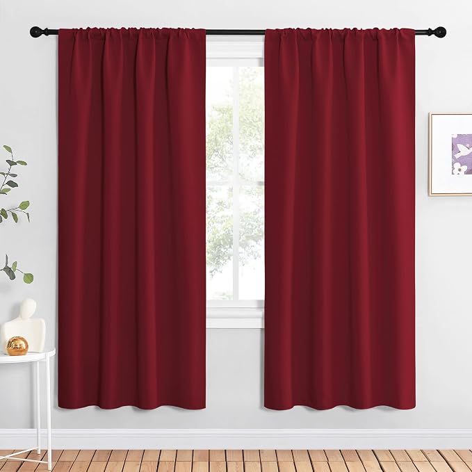 NICETOWN Christmas Burgundy Red Blackout Curtains 72 inches Long, Privacy Room by NICETOWN