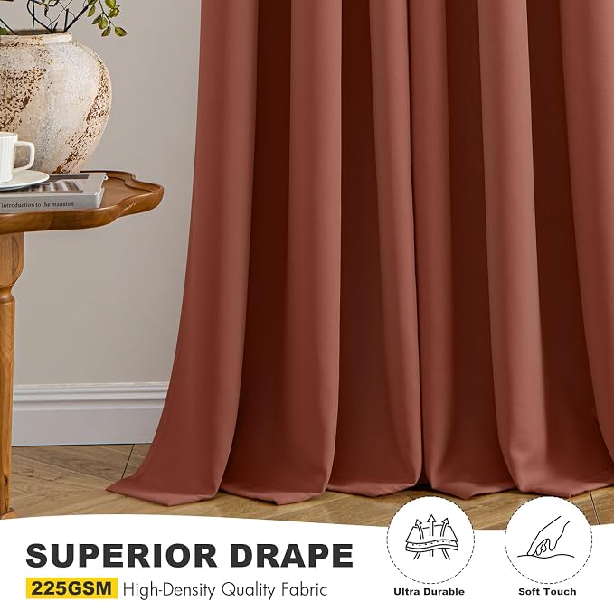 MIULEE Fall Blackout Curtains for Bedroom 2 Panels 40"x63" Long Terracotta | - Image 5