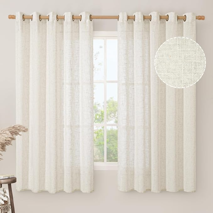 LAMIT Natural Linen Curtains 63 inch Length by LAMIT