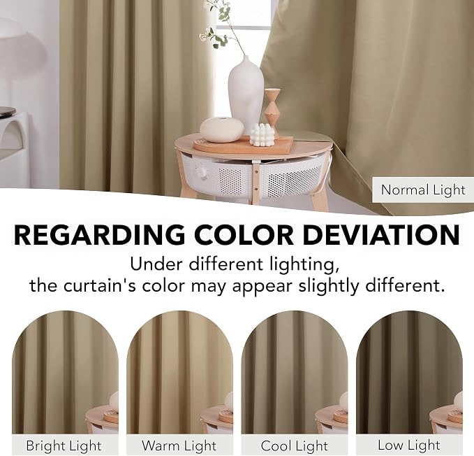 Deconovo Blackout Curtains, Thermal Insulated, W52 x L72 2 Panels, Back Tab - Image 6