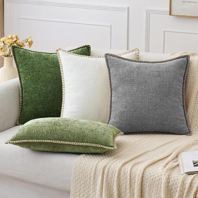 MIULEE Pack of 2 Couch Throw Pillow Covers 24x24 Inch Dark Gray Farmhouse - Image 6