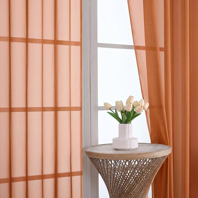 Orange Bedroom Curtains 2 Panel Sets 96 Inch Length, 59 Inch Extra Wide Light - Image 3