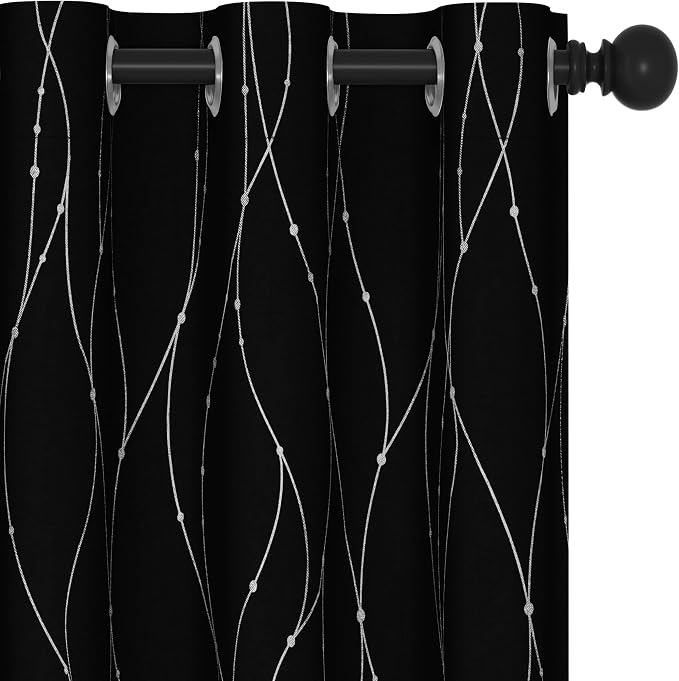 Deconovo Blackout Curtains, Thermal Insulated Noise‑Reducing Drapes, Wave Line by Deconovo